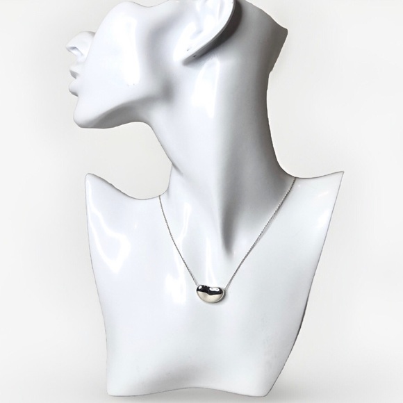 TIFFANY & Co Elsa PERETTI Sterling Silver Medium Bean Necklace FULL INCLUSION - Picture 4 of 11